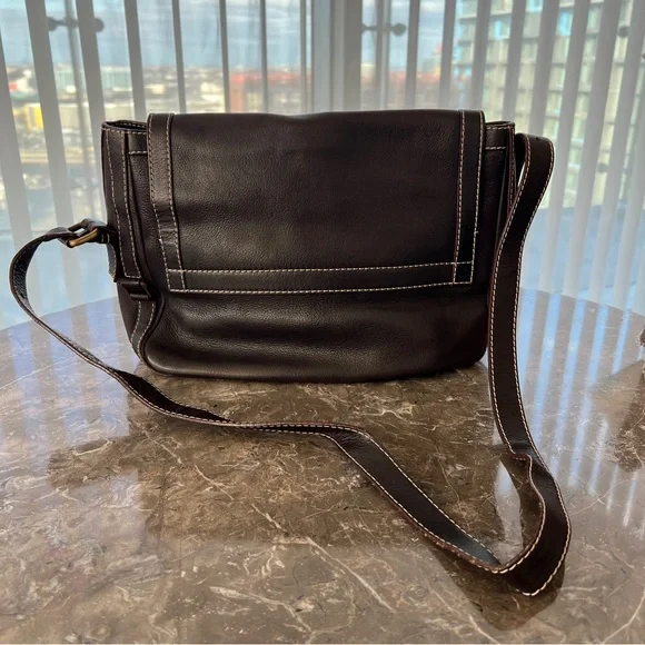 Vintage Carolina Herrera CH Brown Crossbody Messenger Bag